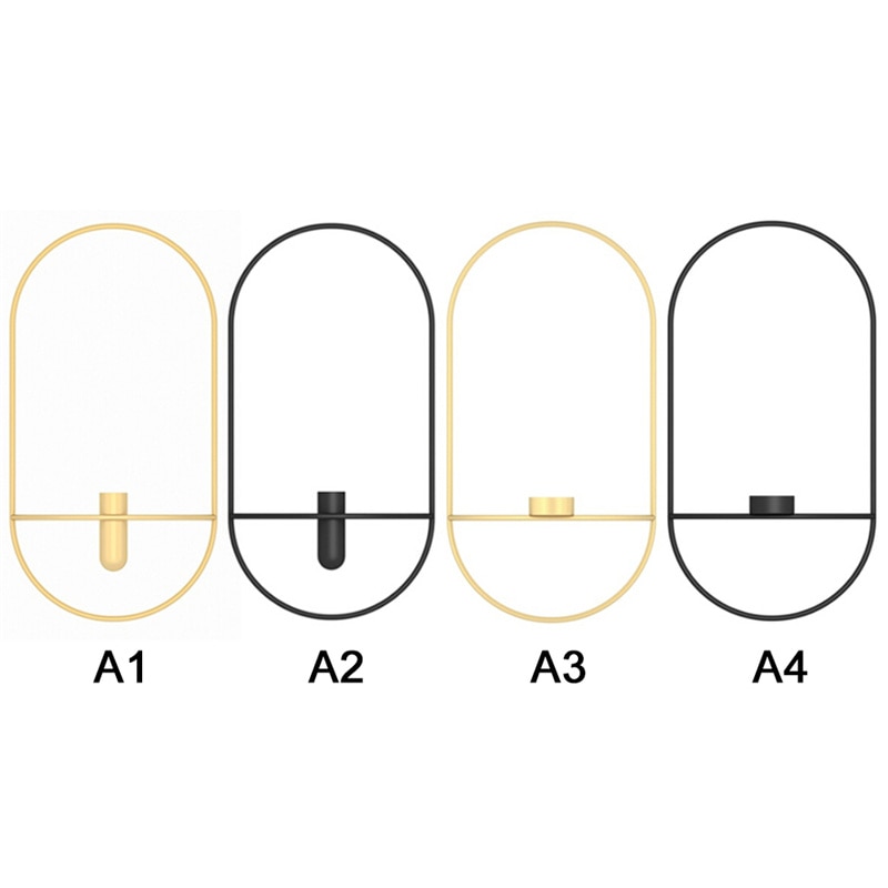 حامل شموع حائط معدني بيضاوي أنيق