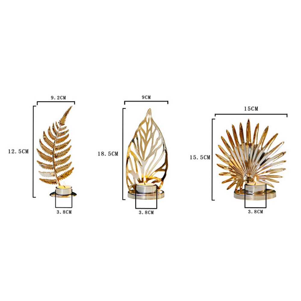 حاملات شموع مزخرفة بأوراق معدنية ذهبية فاخرة