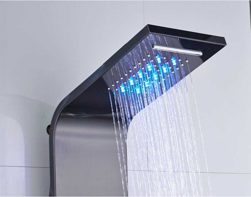 شلال المطر دش سبا تدليك عمود الدش النفاث مع ضوء LED وشاشة